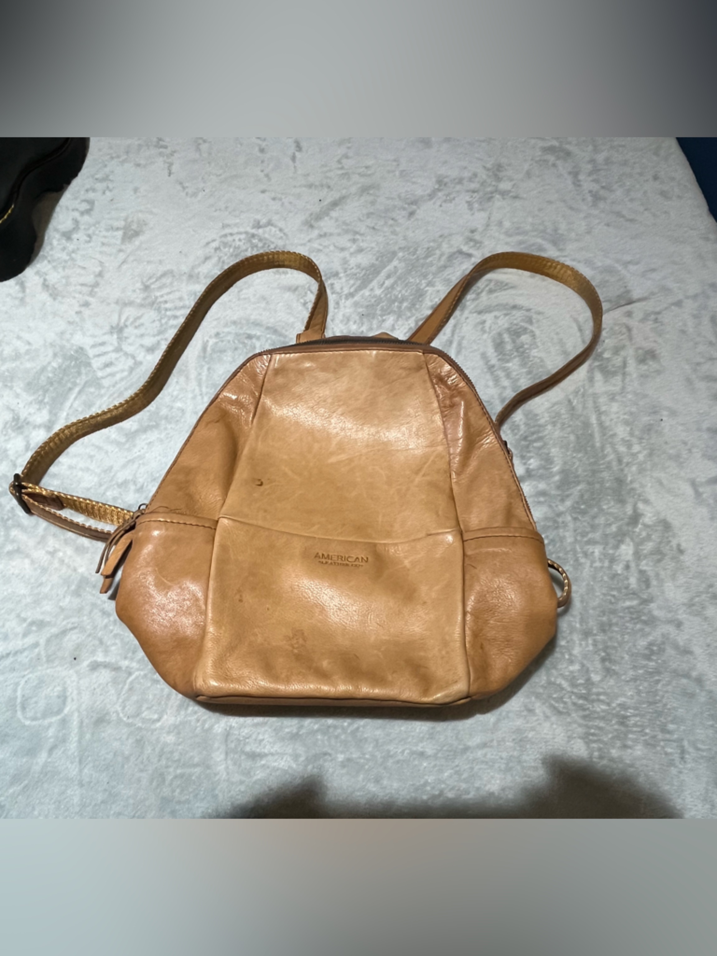 American Eagle Tan Leather Mini Backpack